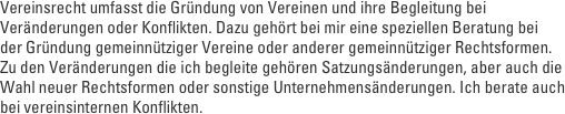 Vereinsrecht umfasst die Gründung von